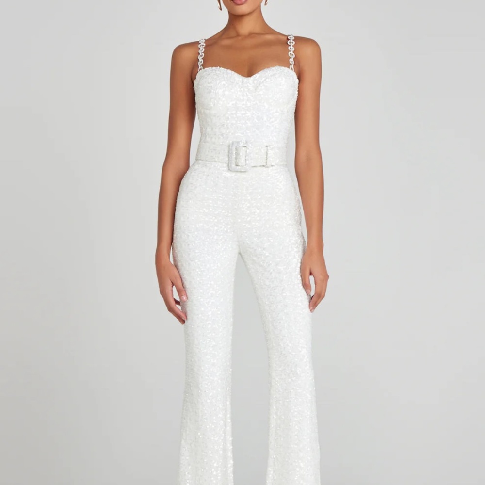Nadine Merabi Lucinda White Jumpsuit - Size L. NWT